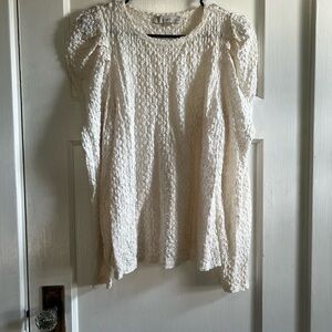 LOFT Elegant White Textured Women's Top